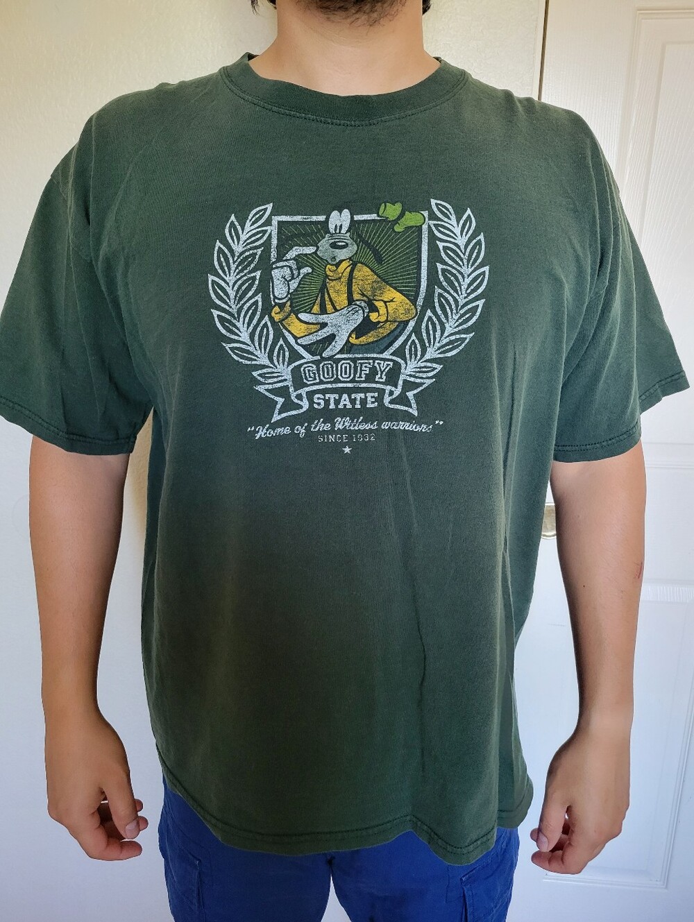 Vintage Disney Green Goofy State Graphic Short Sleeve Tee Size Xl